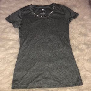Banana Republic Gray Dressy T-shirt XS pearls